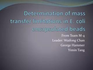 Determination of mass transfer limitations in E. coli encapsulated beads