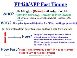 FP420/AFP Fast Timing