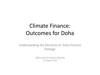 Climate Finance: Outcomes for Doha