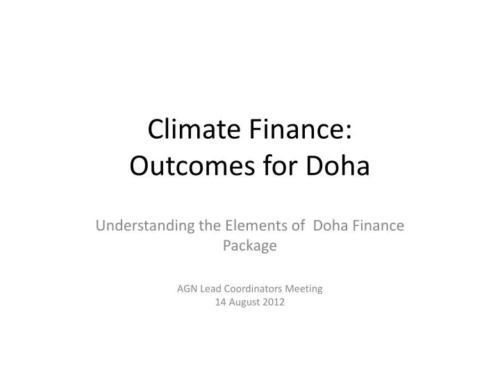 climate finance outcomes for doha
