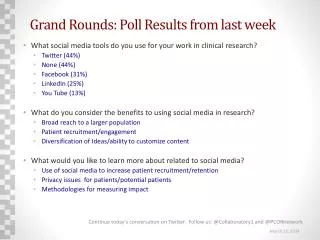 Grand Rounds: Poll Results from last week