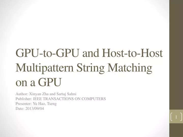 gpu to gpu and host to host multipattern string matching on a gpu