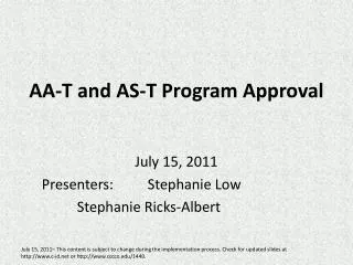 AA-T and AS-T Program Approval
