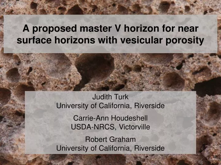 a proposed master v horizon for near surface horizons with vesicular porosity