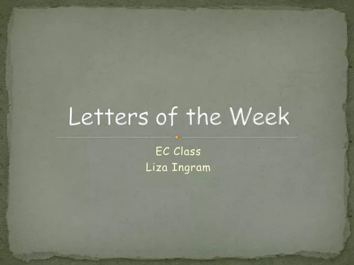 letters of the week