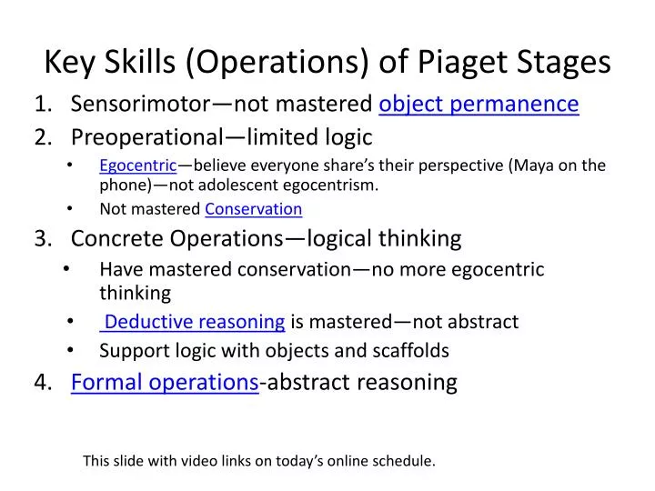 key skills operations of piaget stages