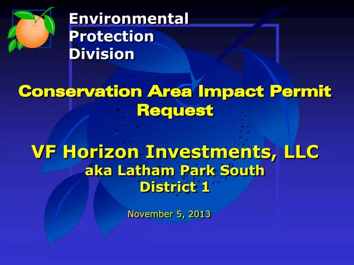 conservation area impact permit request vf horizon investments llc aka latham park south district 1
