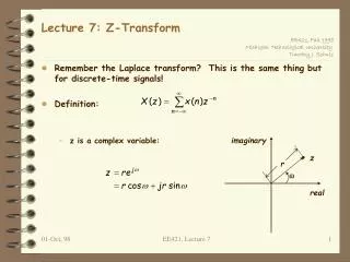 Lecture 7: Z-Transform