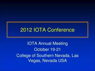 2012 IOTA Conference