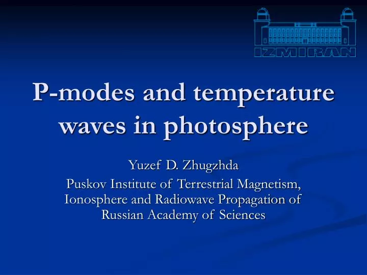 p modes and temperature waves in photosphere