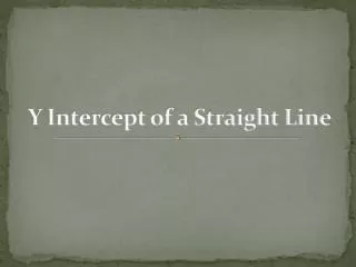 Y Intercept of a Straight Line