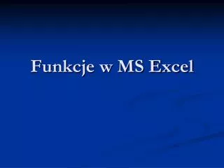 funkcje w ms excel