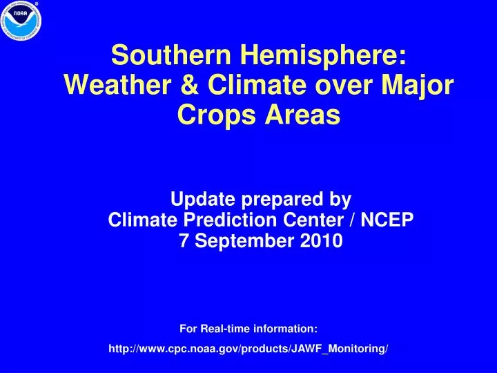 southern hemisphere weather climate over major crops areas