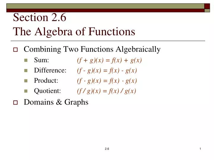 section 2 6 the algebra of functions