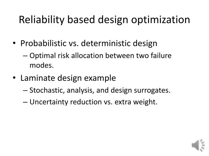 reliability based design optimization