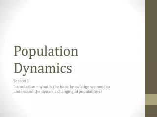 Population Dynamics