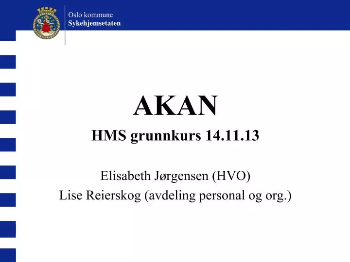 akan hms grunnkurs 14 11 13 elisabeth j rgensen hvo lise reierskog avdeling personal og org