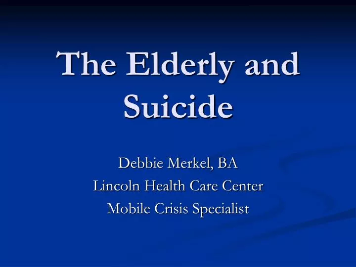 the elderly and suicide