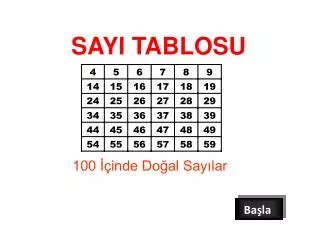 sayi tablosu