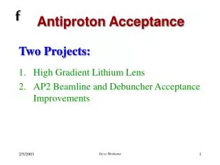 Antiproton Acceptance