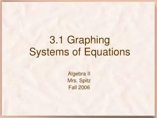 3.1 Graphing Systems of Equations