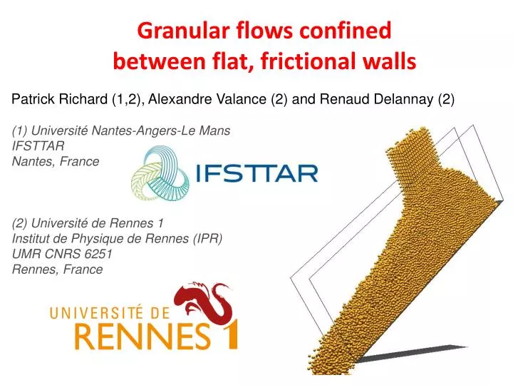 granular flows confined between flat frictional walls