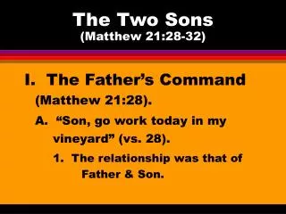 The Two Sons (Matthew 21:28-32)