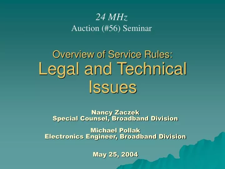 overview of service rules legal and technical issues