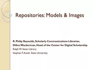 Repositories: Models &amp; Images