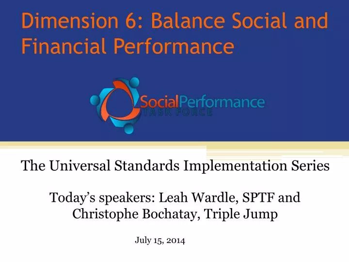 dimension 6 balance social and financial performance