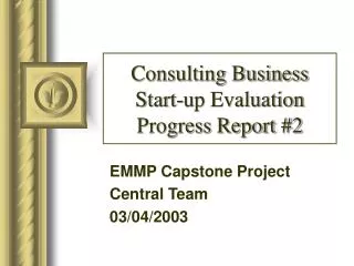 Consulting Business Start-up Evaluation Progress Report #2