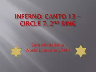 Inferno : Canto 13 -- Circle 7, 2 nd Ring