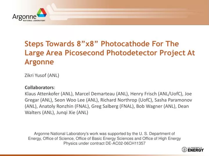 steps towards 8 x8 photocathode for the large area picosecond photodetector project at argonne
