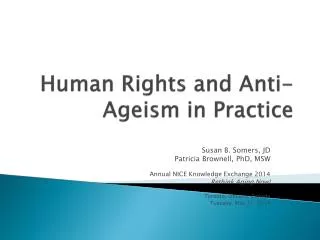 Human Rights and Anti-Ageism in Practice