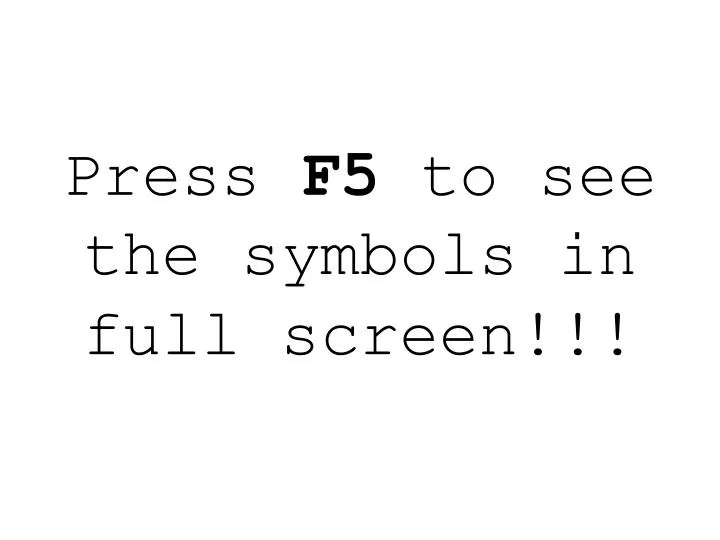 press f5 to see the symbols in full screen