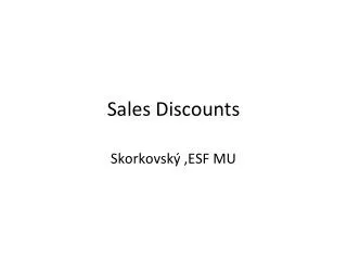 Sales Discounts