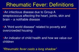 Rheumatic Fever: Definitions