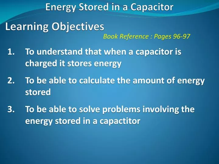 energy stored in a capacitor