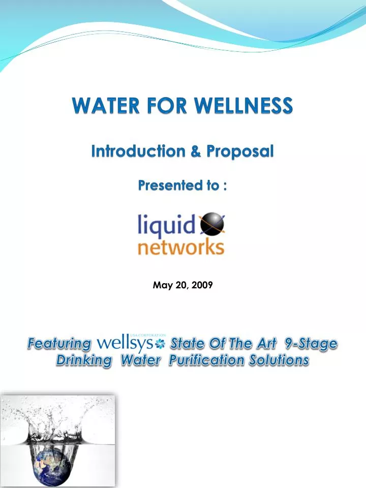 water for wellness introduction proposal presented to