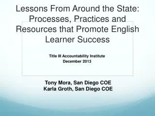 Title III Accountability Institute December 2013