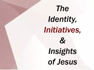 The Identity, Initiatives , &amp; Insights of Jesus