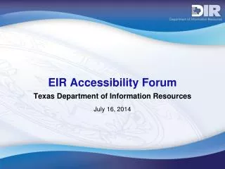 EIR Accessibility Forum