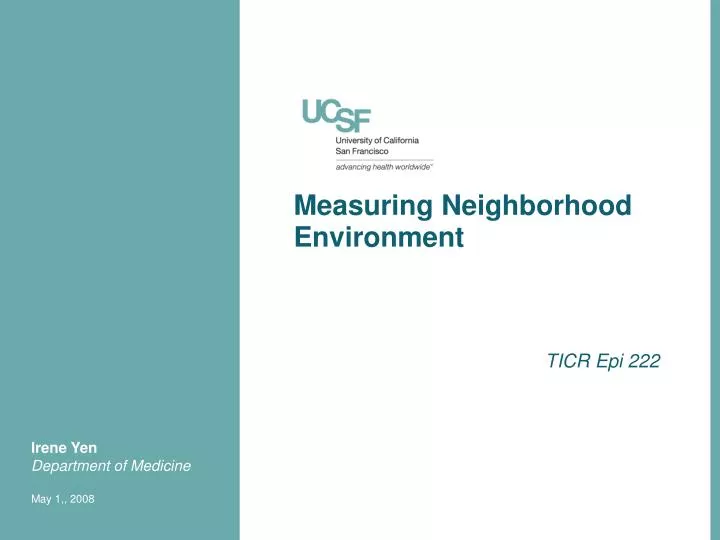 measuring neighborhood environment