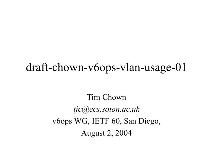 draft chown v6ops vlan usage 01