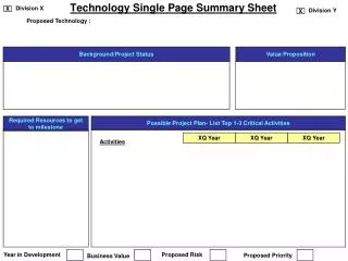Technology Single Page Summary Sheet