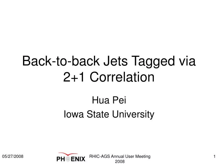 back to back jets tagged via 2 1 correlation