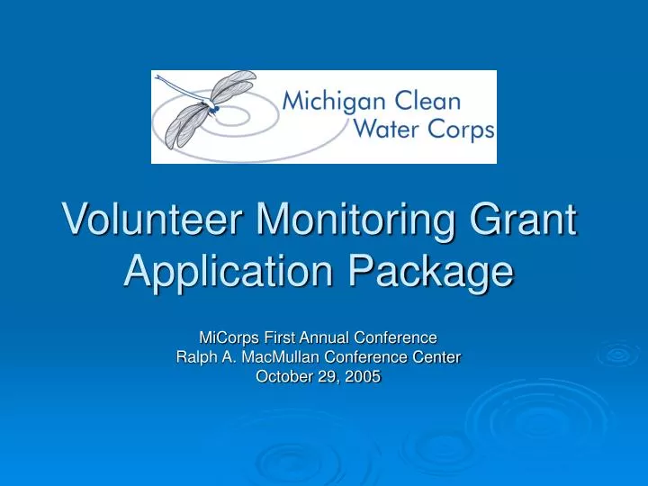 volunteer monitoring grant application package