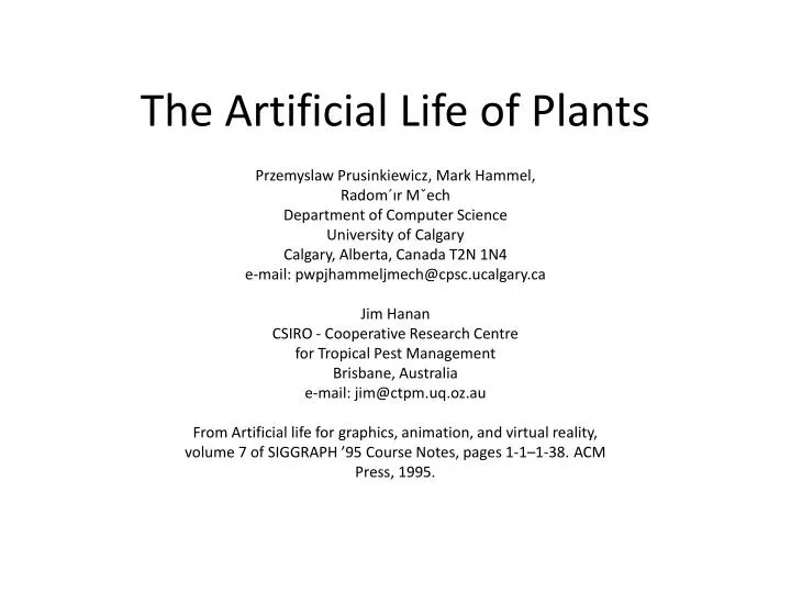 the artificial life of plants
