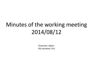Minutes of the working meeting 2014/08/12