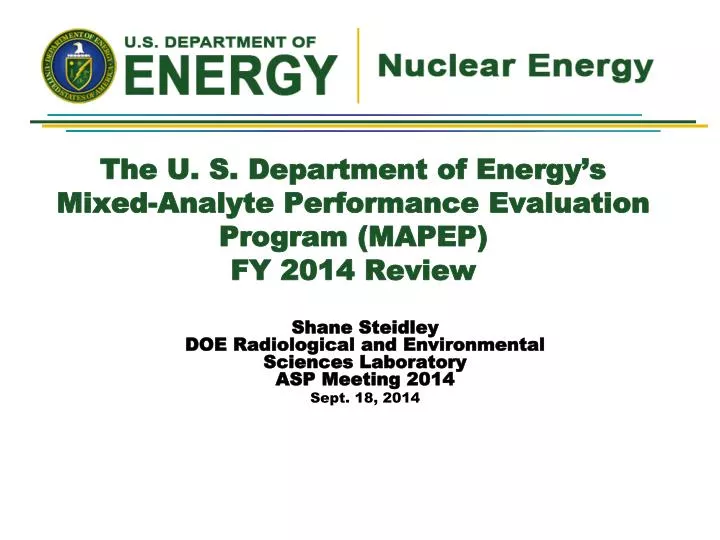 the u s department of energy s mixed analyte performance evaluation program mapep fy 2014 review